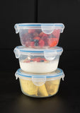 Addis Clip Tight Food Storage Containers 700 ml Round Pack Of 3 Airtight Containers Bpa Free Easy Locking Lid Clips, Clear Transparent