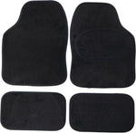 Streetwize Standard Universal Car Mat Set Flexible Black Velour Matching Trim Universal Fit Front Rear Heelpad Non-Slip Backing Velour - Black/Black Binding - 4 Piece
