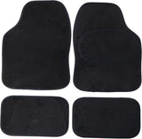 Streetwize Standard Universal Car Mat Set Flexible Black Velour Matching Trim Universal Fit Front Rear Heelpad Non-Slip Backing Velour - Black/Black Binding - 4 Piece