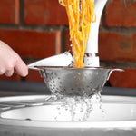 Pendeford Stainless Steel Deep Long Handled Colander - Freestanding with Round Base, Round Handles For Vegetables, Fruits, Kitchen Accessories, Pasta Filter, Easy Strainer