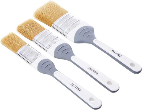 Harris Seriously Good Woodwork Stain & Varnish Paint Brushes, 3 Brush Pack, 1", 1.5", 2", Grey