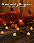 Premier Realistic and Bright White Flickering Flameless LED Tea Light Candles For Halloween, Weddings, Festivals, Decoration, and Christmas etc