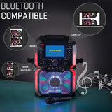 Daewoo Bluetooth Portable Karaoke Machine with 2 Wired Microphones and CD Disks, 5 inch Digital LCD Display Screen, 3.5mm AUX Input, CD, MP3, USB Connection, LED Lights & 2 Mic In Jacks