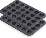 24 Cup Mini Muffin Bakeware Cupcake Baking Sheet Oven Tray Silicone Mould Bakeware Cookies Pan - Black