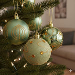 Premier Set of 9 Christmas Decorated Tree Baubles Balls 6cm – Available in 10 Colours (Midnight Blue, Champagne Gold, Green, Ice Blue, Pink, Purple, Red, Rose Gold, Silver, White)
