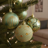 Premier Set of 9 Christmas Decorated Tree Baubles Balls 6cm – Available in 10 Colours (Midnight Blue, Champagne Gold, Green, Ice Blue, Pink, Purple, Red, Rose Gold, Silver, White)