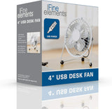 4" Mini USB Desk Fan Small Quiet Personal Cooler Cooling Portable Table Fan Metal Black,White
