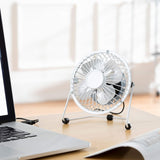 4" Mini USB Desk Fan Small Quiet Personal Cooler Cooling Portable Table Fan Metal Black,White