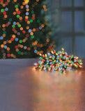 Premier 400 LED Multi-Action Battery-Operated Timelights | Indoor & Outdoor LED String Lights – Vintage Gold / Blue / Rainbow / Warm White on Green Cable