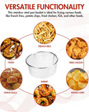 Mtk Housewares Chip Baskets 8" To Fit 9" Pan & 7" To Fit 8" Pan Chip Handle-Stainless Steel Frying Pan Deep Fryer Basket for Straining French Fries and Various Foods