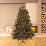 Premier Decorations 1000 Battery Operated LED Treebrights Timelights, 100m Multi-Action String Christmas Lights – Indoor/Outdoor, Timer Function – Available in White, Blue, Multi, Rainbow, Vintage Gold & Warm White (Green Cable)