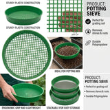 Round Potting Sieve 16.5cm – Garden Soil Sifter for Compost, Sand & Potting Mix, Durable Gardening Mesh Sieve for Planting and Seed Preparation - Green