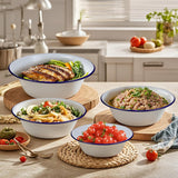 Falcon Pie Dishes Round - Traditional White Blue Trim Round Pie Dishes, 18cm, 20cm, 22cm