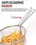 Basiks Wire Housewares Chip Frying Basket With Handle To fit 9" Pan - Stainless Steel Frying Pan - Deep Fryer for Straining French Fries and Various Foods - Silver
