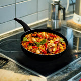 CookClassic Deep Stir Blini/One Egg Wok Non Stick Deep Frying Pans Black For Cooking 15 - 28cm