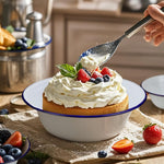 Falcon Pie Dishes Round - Traditional White Blue Trim Round Pie Dishes, 18cm, 20cm, 22cm