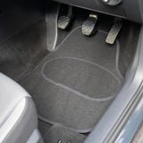 Streetwize Standard Universal Car Mat Set Flexible Black Velour Matching Trim Universal Fit Front Rear Heelpad Non-Slip Backing Velour - Black/Black Binding - 4 Piece