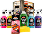 CarPlan Demon 7 Piece Car Cleaning Kit Gift Pack, Car Wash Snow Foam Shampoo, Wheel Cleaner, Tyre Shine, Spray On Shine, Interior and Exterior Cleaner, Sponge and Air Freshener