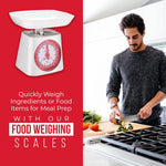 Casa&Casa Mechanical Kitchen Scales, Food Weighting Scale with Classic Analog Display, Weight kg and lb for Meal Prep, Cooking & Baking, Precise Graduation 1g, White