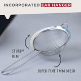 Fackelmann Initial Sieve Stainless Steel, Fine Metal Mesh with Rim, Long Handle, for Sifting Straining & Draining, Food Kitchen Strainer, Tea Strainer, Small 10cm Diameter Colander