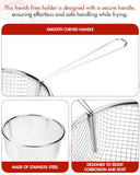 Mtk Housewares Chip Baskets 8" To Fit 9" Pan & 7" To Fit 8" Pan Chip Handle-Stainless Steel Frying Pan Deep Fryer Basket for Straining French Fries and Various Foods