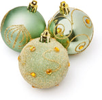 Premier Set of 9 Christmas Decorated Tree Baubles Balls 6cm – Available in 10 Colours (Midnight Blue, Champagne Gold, Green, Ice Blue, Pink, Purple, Red, Rose Gold, Silver, White)