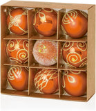 Premier 9 Pack of 6cm Caramel Christmas Baubles – Decorated Shatterproof Ornaments with Glitter and Jewel Detailing for Tree Decoration