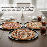 Non Stick Pizza Tray 12 Inch – Heavy-Duty Stainless Stee Round Pizza Baking Pan, Durable Oven Pizza Plate for Homemade Pizza, Flatbreads & Baking Easy Clean, Durable & Rust-Resistant - 33cm