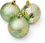 Premier Set of 9 Christmas Decorated Tree Baubles Balls 6cm – Available in 10 Colours (Midnight Blue, Champagne Gold, Green, Ice Blue, Pink, Purple, Red, Rose Gold, Silver, White)