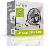 4" Mini USB Desk Fan Small Quiet Personal Cooler Cooling Portable Table Fan Metal Black,White