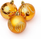 Premier 9 Pack of 6cm Caramel Christmas Baubles – Decorated Shatterproof Ornaments with Glitter and Jewel Detailing for Tree Decoration