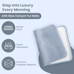 Blue Canyon Erin Faux Fur Bathroom Indoor/Outdoor Door Floor Mat Blue Grey & Latte 50 x 80cm