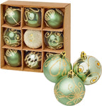 Premier Set of 9 Christmas Decorated Tree Baubles Balls 6cm – Available in 10 Colours (Midnight Blue, Champagne Gold, Green, Ice Blue, Pink, Purple, Red, Rose Gold, Silver, White)