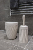 Addis Faux Rattan Round Toilet Brush Set with Internal Detergent Injection System, Cream, Calico Linen