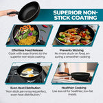 CookClassic Deep Stir Blini/One Egg Wok Non Stick Deep Frying Pans Black For Cooking 15 - 28cm
