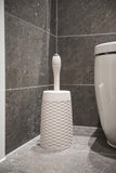 Addis Faux Rattan Round Toilet Brush Set with Internal Detergent Injection System, Cream, Calico Linen