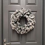 Premier Artificial Christmas Decoration for Front Door, Wall Mounted Wreath Flocked Woodcote Pine & Snow Effect Decorative Ornament for Indoor & Outdoor Home Decor - 50cm