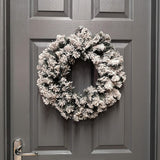 Premier Artificial Christmas Decoration for Front Door, Wall Mounted Wreath Flocked Woodcote Pine & Snow Effect Decorative Ornament for Indoor & Outdoor Home Decor - 50cm