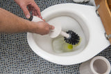 Addis Faux Rattan Round Toilet Brush Set with Internal Detergent Injection System, Cream, Calico Linen