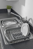 Metallic Grey Dish Drying Rack – Plates, Bowls & Cutlery Drainer