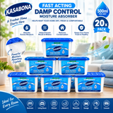 20 x Moisture Absorber 500ml Dehumidifier Damp Trap Crystals for Home Mould Condensation Wardrobe Bathroom Caravan