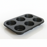 6 Cup Muffin Pan Non-Stick Cupcake Baking Tray | Carbon Steel Muffin Tin for Baking Cupcakes, Muffins, Mini Cakes & Desserts