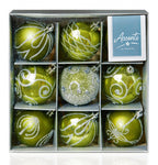 Premier Set of 9 Christmas Decorated Tree Baubles Balls 6cm – Available in 10 Colours (Midnight Blue, Champagne Gold, Green, Ice Blue, Pink, Purple, Red, Rose Gold, Silver, White)