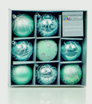 Premier Set of 9 Christmas Decorated Tree Baubles Balls 6cm – Available in 10 Colours (Midnight Blue, Champagne Gold, Green, Ice Blue, Pink, Purple, Red, Rose Gold, Silver, White)