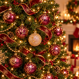 Premier Plum Christmas Tree Baubles 9 Pack 60mm, Decorative Plum and Gold Christmas Balls,Matte & Shiny Glitter Set Pattern Hanging Tree Ornaments for Festive Home Decorations, Christmas Tree Accessories