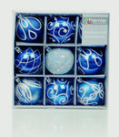 Premier Set of 9 Christmas Decorated Tree Baubles Balls 6cm – Available in 10 Colours (Midnight Blue, Champagne Gold, Green, Ice Blue, Pink, Purple, Red, Rose Gold, Silver, White)