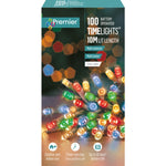Premier 100 LED Timelights Battery Operated 10m Multi-Action String Christmas Tree Lights – Available in Multiple Colors & Cables