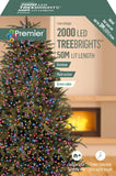 Premier 2000 LED Multi Action Christmas Treebrights with Timer – Indoor & Outdoor String Lights – Available in White, Multi, Red, Vintage Gold, Red/White/Blue & Warm White on Green Cable