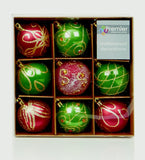 Premier Set of 9 Christmas Decorated Tree Baubles Balls 6cm – Available in 10 Colours (Midnight Blue, Champagne Gold, Green, Ice Blue, Pink, Purple, Red, Rose Gold, Silver, White)