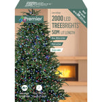 Premier 2000 LED Multi Action Christmas Treebrights with Timer – Indoor & Outdoor String Lights – Available in White, Multi, Red, Vintage Gold, Red/White/Blue & Warm White on Green Cable